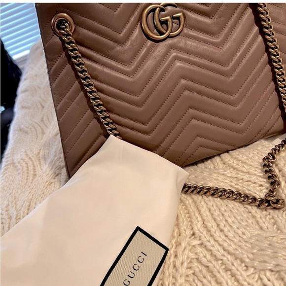 Gucci GG Matelasse Leather Tote Bag-Color Mauve - Picture 1 of 7